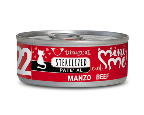 DISUGUAL Mini Me Sterilized, Консервированный беззерновой влажный корм для стерилизованных кошек, с говядиной (паштет ), 85г
