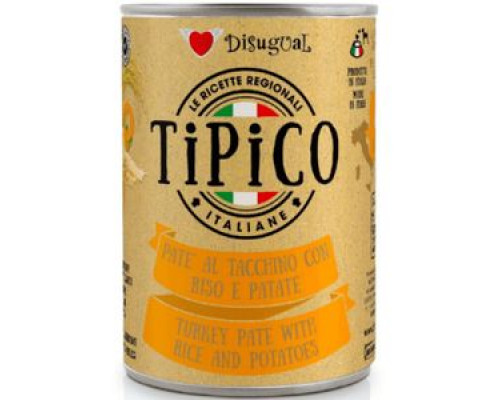 DISUGUAL Tipico, Индейка и Рис, консервированный влажный корм для собак, (паштет), 400г