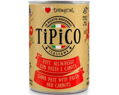 DISUGUAL Tipico,  Баранина и Морковь, консервированный влажный корм для собак, (паштет), 400г