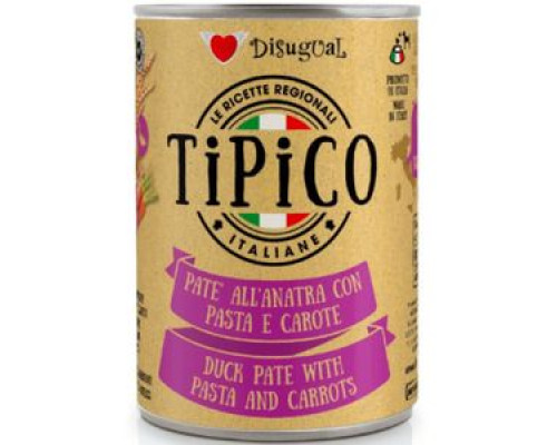 DISUGUAL Tipico, утка с морковью , консервированный влажный корм для собак, (паштет), 400г