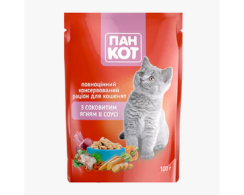 Влажный корм для кошек Wise Cat с сочной бараниной в соусе  100г