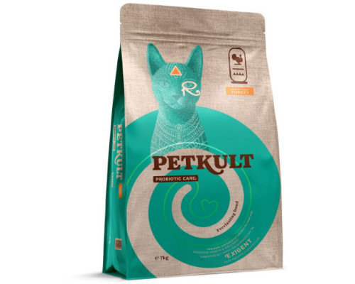 Сухой корм Petkult Probiotic Care Exigent Fresh для кошек с индейкой  7 кг