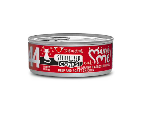 Безглютеновая консерва для стерилизованных кошек Говядина с Запеченной Курицей Disugual Mini Me Cubes Sterilized Cat 72% Beef & Roast Chicken 85гр. 