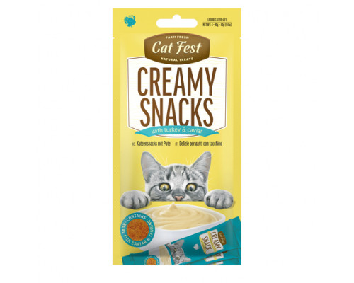 Cat Fest Creamy Snacks – Индейка с икрой летучей рыбы, 4x10 г (40 г) 