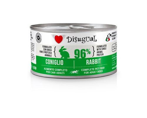 Монопротеиновый консервированный беззерновой корм для собак Паштет из Кролика Disugual Dog MonoProtein 96% Rabbit 150 гр
