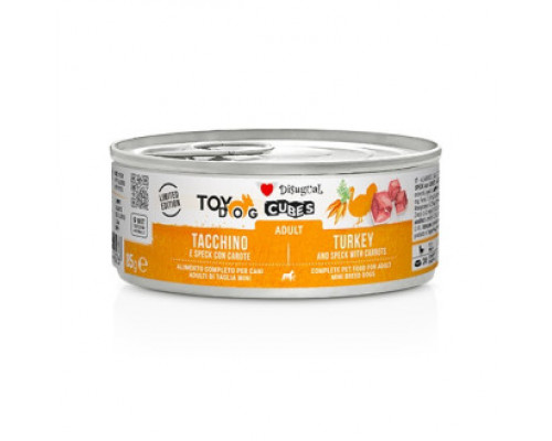 Disugual TOYDog Cubes 92% Adult Turkey, Speck & Carrots Безглютеновая консерва для собак маленьких пород Индейка с Беконом и Морковью 85гр.