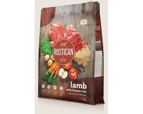 Безглютеновый сухой корм Rustican Lamb with brown rice (Ягненок с коричневым рисом) для взрослых собак. 12 кг
