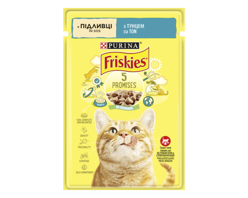 Корм для кошек Purina Friskies кусочки в желе тунец, 85г.