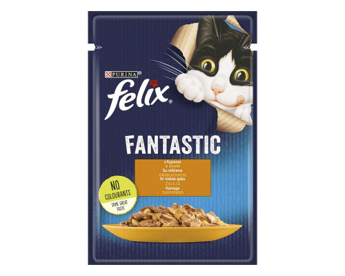 Корм для кошек Purina Felix Fantastic кусочки в желе с курицей, 85г.