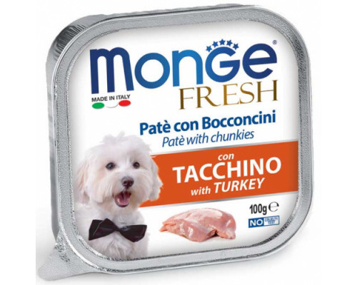 Monge Dog Fresh Pate and chunkies with turkey 100g
