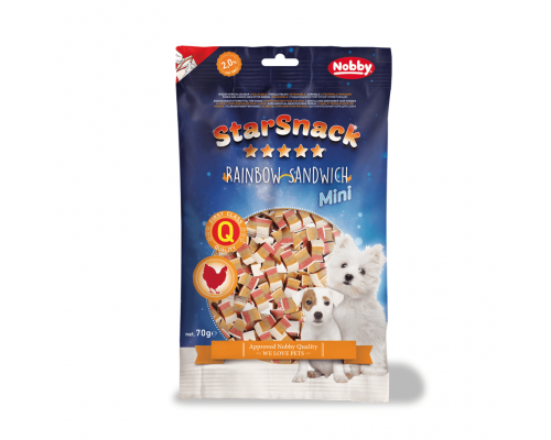 Корм Лакомство для собак Nobby Starsnack Mini Mini Радужный сэндвич, 70 g.