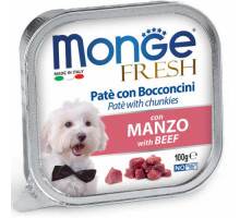 MONGE DOG FRESH Pate and chunkies with beef 100gr.