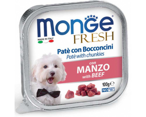 MONGE DOG FRESH Pate and chunkies with beef 100gr.