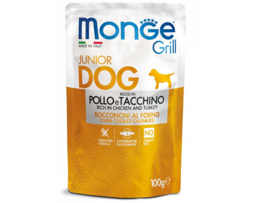 MONGE DOG GRILL POUCH JUNIOR CHICKEN/TURKEY 100gr.