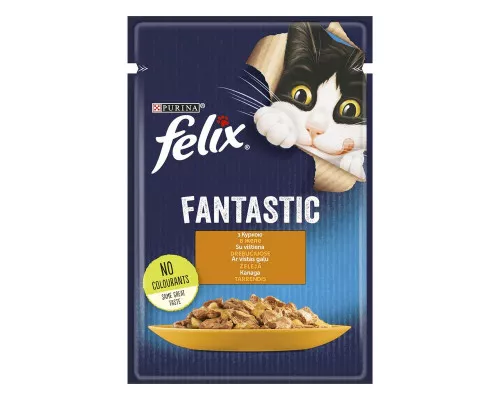 Корм для кошек Purina Felix Fantastic кусочки в желе с курицей, 85г.
