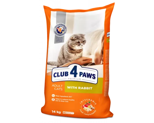CLUB 4 PAWS Premium «With rabbit». Complete dry pet food for adult cats 14 кг